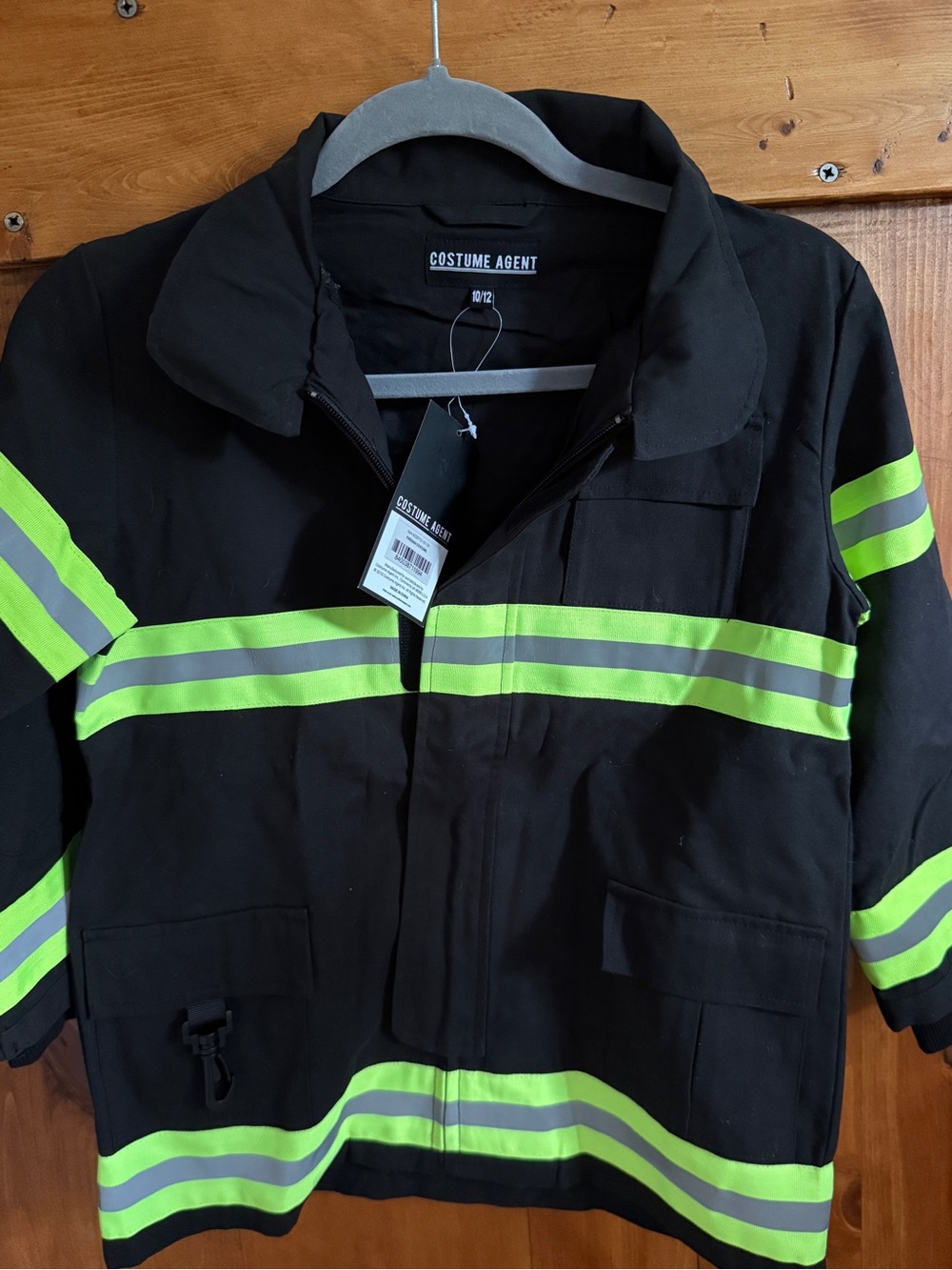 *NEW* Kids Firefighter Costume Black Jacket and pants with Neon Yellow.